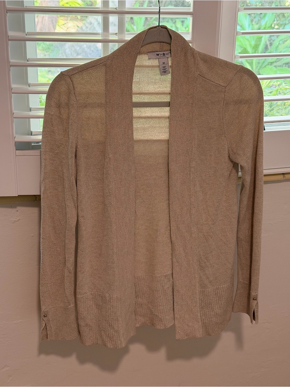 White House Black Market Beige Open-Front Lightweight Cardigan